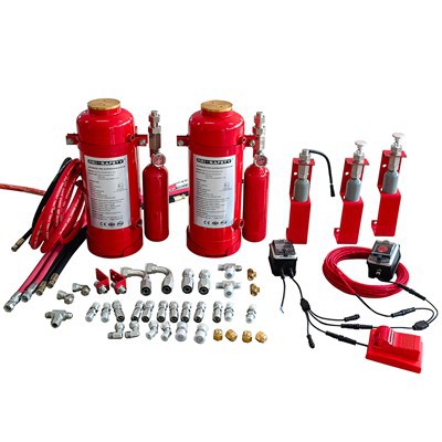 Kasetņu ieguves mašīnu ugunsdzēsības sistēma